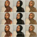 Hot Selling plain color tassel wrinkle crimple women crinkled plain Shawls scarf viscose muslim cotton crinkle hijab
